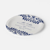 Blue Talavera Tile Spanish Fiesta Wedding Pappteller (Schrägansicht)