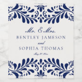 Blue Talavera Tile Spanish Fiesta Wedding Weinetikett (Einzelnes Label)