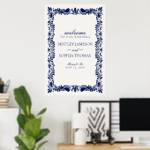 Blue Talavera Tile Spanish Fiesta Wedding Willkomm Poster (Heimbüro)