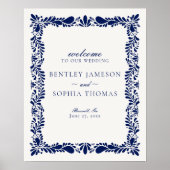 Blue Talavera Tile Spanish Fiesta Wedding Willkomm Poster (Vorne)