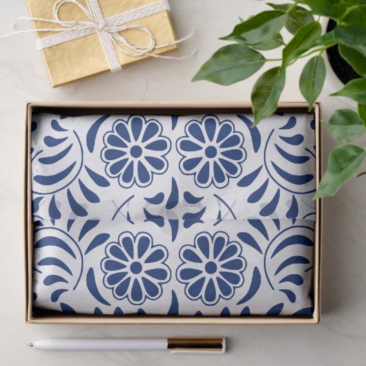 Blue Talavera Tile Spanish Style Fiesta Seidenpapier (Geschenk)