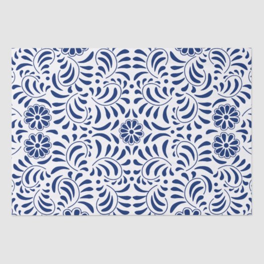 Blue Talavera Tile Spanish Style Fiesta Seidenpapier (Vorderseite)