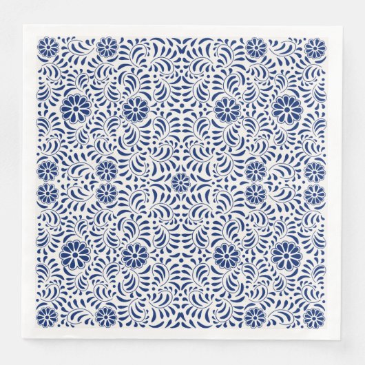 Blue Talavera Tile Spanish Style Fiesta Serviette (Vorderseite)