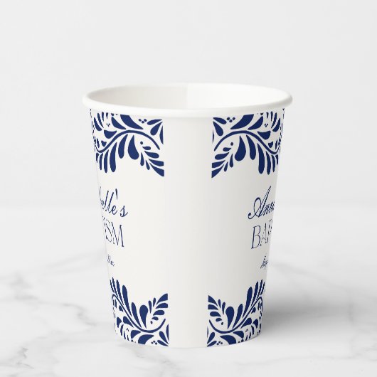 Blue Talavera Tile Spanish Style Fiesta Taufe Pappbecher (Links)