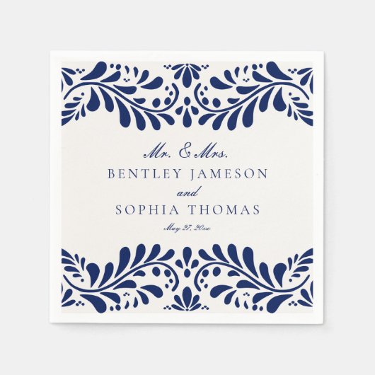 Blue Talavera Tile Spanish Style Fiesta Wedding Serviette (Vorderseite)