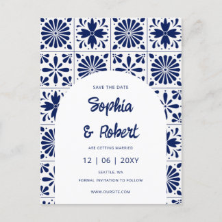 Blue Talavera Tiles Save the Date der mexikanische Ankündigungspostkarte