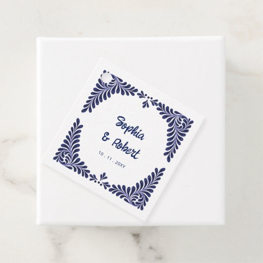 Blue Talavera Tiles Wedding Geschenkanhänger (Beispiel)