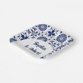 Blue Talavera Tiles Wedding Pappteller (Gewinkelt)