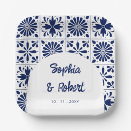 Blue Talavera Tiles Wedding Pappteller