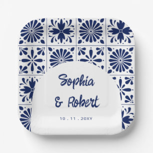 Blue Talavera Tiles Wedding Pappteller