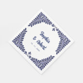Blue Talavera Tiles Wedding Serviette (Ecke)