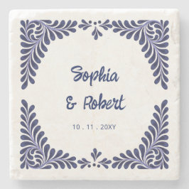 Blue Talavera Tiles Wedding Steinuntersetzer