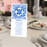 Blue Talavera Vintage mexikanische Hochzeitsfeier<br><div class="desc">Blue Azulejo Talavera Vintage mexikanische Fliesen elegante Hochzeitskartentafel ,  lebhafte Farben Hochzeitsmenü personalisiert Dekoration der Hochzeitsempfang</div>
