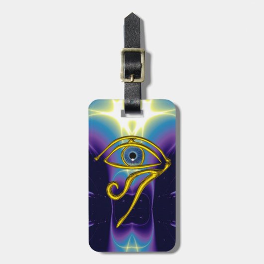 BLUE TALISMAN GOLD HORUS AUGE Lila Violett Gepäckanhänger (Vorderseite vertikal)