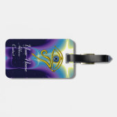 BLUE TALISMAN GOLD HORUS AUGE Lila Violett Gepäckanhänger (Rückseite horizontal)