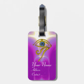 BLUE TALISMAN, GOLD HORUS AUGE Pink Fuchsia Violet Gepäckanhänger (Rückseite vertikal)