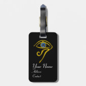 BLUE TALISMAN, GOLD HORUS EYE Black Gepäckanhänger (Rückseite vertikal)