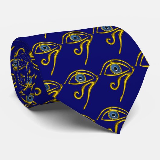 BLUE TALISMAN / GOLD HORUS EYE-Muster Krawatte (Gerollt)