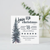 Blue Tall Holiday Pine Tree zu Weihnachten Einladung (Stehend Vorderseite)