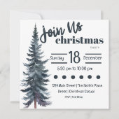 Blue Tall Holiday Pine Tree zu Weihnachten Einladung (Vorderseite)