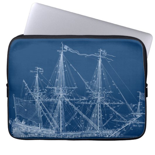 Blue Tall Sailing Blueprint Sleeve (Vorderseite)