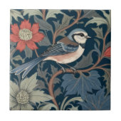 Blue Tam William Morris Stil Direkt gegenüber Bird Fliese (Vorderseite)