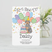 Blue Tan Aussiedoodle Geburtstagsparty Einladung (Stehend Vorderseite)