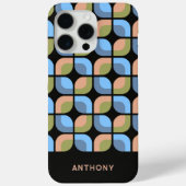 Blue Tan Beige Grün Schwarzes Mitteljahrskunstmust Case-Mate iPhone Hülle (Rückseite)