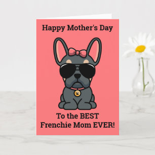 Blue Tan French Bulldog Mother Day Card Karte