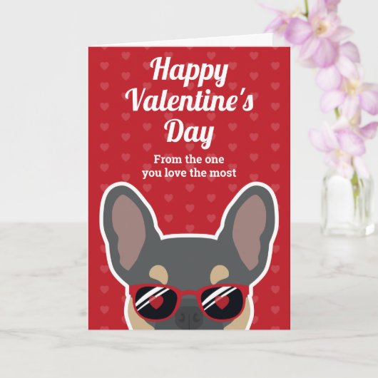Blue Tan French Bulldog Valentine's Day Card Karte (Orchidee)