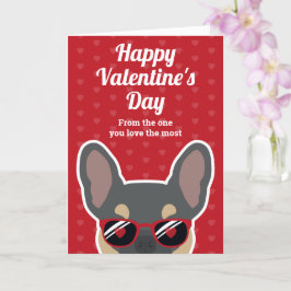 Blue Tan French Bulldog Valentine's Day Card Karte