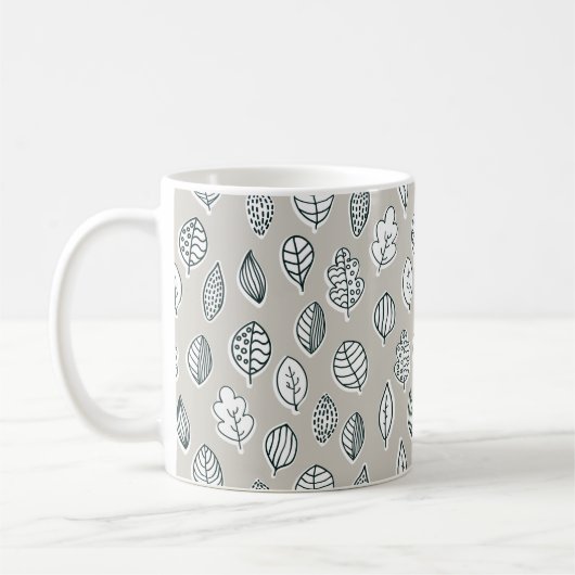 Blue Tan Leaf Bauernhof Land Rustikal Niedlich Kaffeetasse (Links)