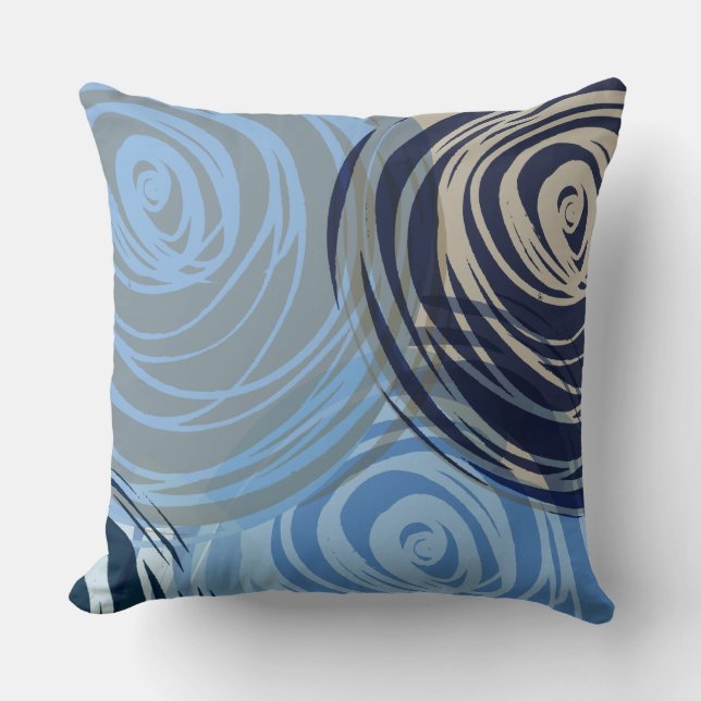 BLUE TAN SPIRAL DESIGN Retro Throw Kissen (Vorderseite)