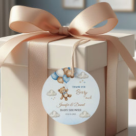 Blue Tan Teddy Bear Balloons Vielen Dank Geschenkanhänger