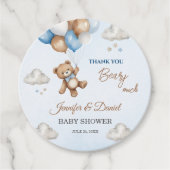 Blue Tan Teddy Bear Balloons Vielen Dank Geschenkanhänger (Vorderseite)