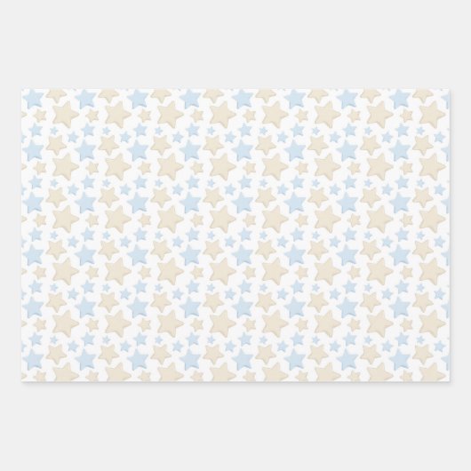 BLUE & TAN TEDDY BEARS STRIPES STARTEN GESCHENKPAPIER SET (Vorderseite 3)