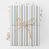 BLUE & TAN TEDDY BEARS STRIPES STARTEN GESCHENKPAPIER SET (Beispiel)