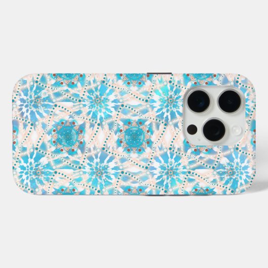 Blue Tan Winter Mandala Pattern Case-Mate iPhone Hülle (Rückseite (Horizontal))