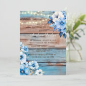 Blue Tan Wood Lights Florals Junggeselinnen-Abschi Einladung (Stehend Vorderseite)