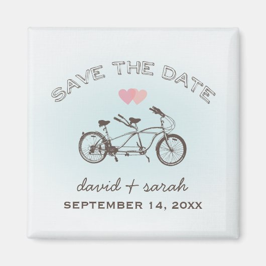 Blue Tandem Bicycle Save the Date Magnet (Vorne)