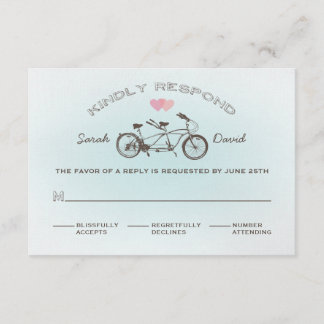Blue Tandem Bicycle Wedding RSVP Card Karte