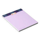 Blue Tartan Custom Script Monogram Bright Lilac Notizblock (angewinkelt)