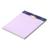 Blue Tartan Custom Script Monogram Bright Lilac Notizblock (Rotiert)