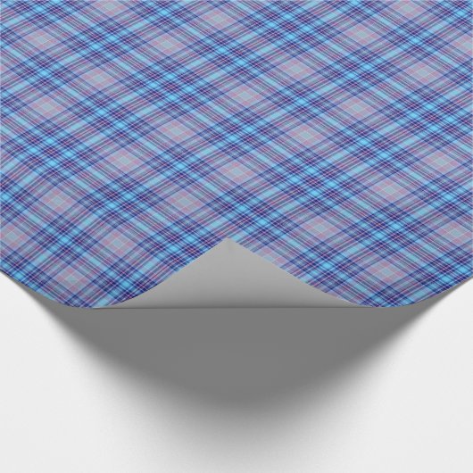 Blue Tartan Kariert Gingham Muster Geschenkpapier (Ecke)