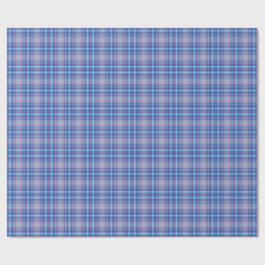 Blue Tartan Kariert Gingham Muster Geschenkpapier (Flach)