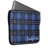 Blue Tartan Kariert mit Name Laptopschutzhülle (Vorne Rechts)