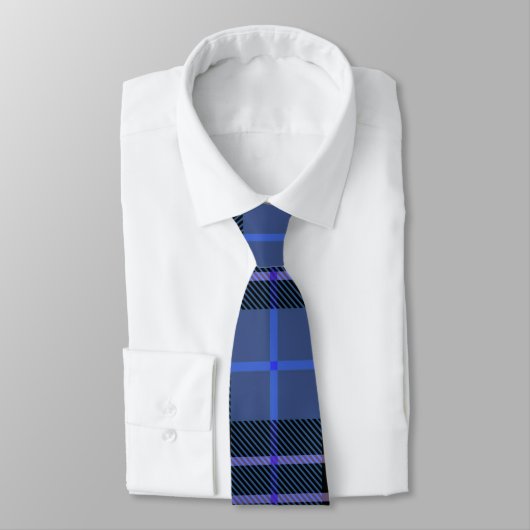 Blue Tartan Kariert Neck Tie Krawatte (Gebunden)