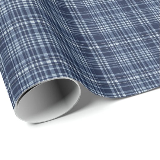 Blue Tartan Plaid Pattern Background Geschenkpapier (Rolleneckpunkt)