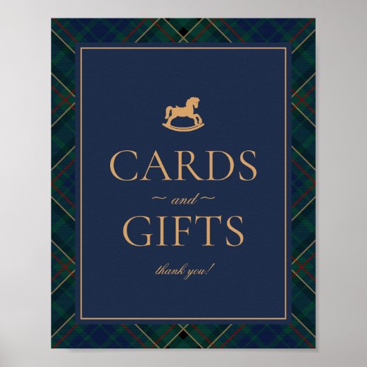 Blue Tartan Plaid Rocking Horse Cards & Gifts Poster (Vorne)