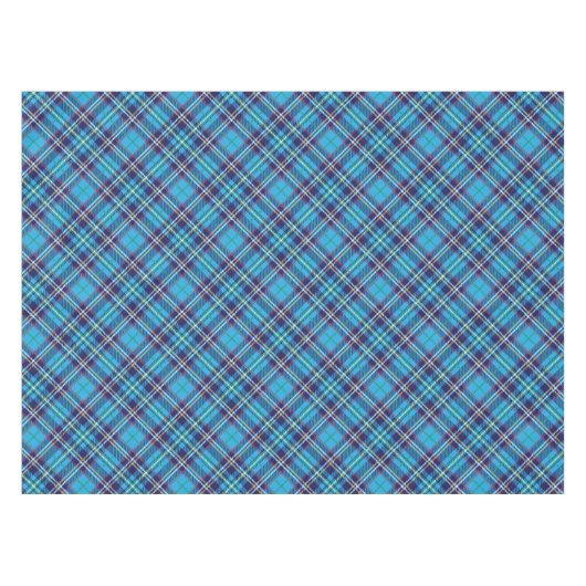 Blue Tartan Plaid Tischdecke (Vorderseite (Horizontal))